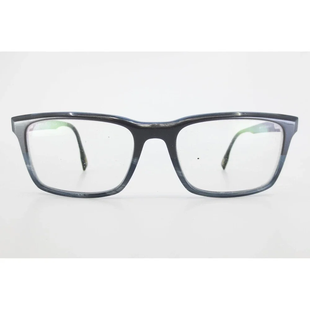 Evatik 9173 966 Blue Black Woodgrain Rectangular Eyeglass Frames 54-18-145 Mens